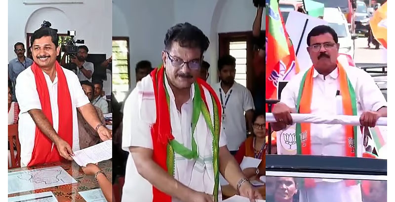 നിലമ്പൂര് പോരാട്ടം: എം.സ്വരാജും പി.വി അന്വറും അഡ്വ. മോഹന് ജോര്ജും നാമനിര്ദ്ദേശ പത്രിക സമര്പ്പിച്ചു