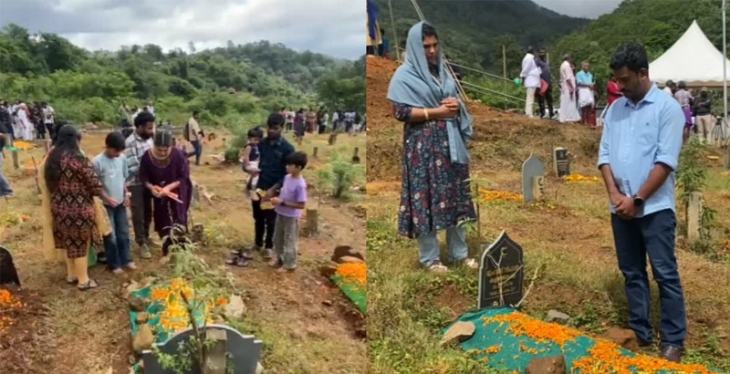 പുത്തുമലയിലെ ഹൃദയഭൂമിയില്‍ ഉറങ്ങുന്നവര്‍ക്ക് ആദരാഞ്ജലികള്‍ അര്‍പ്പിച്ച് മരിച്ചവരുടെ ബന്ധുക്കളും സര്‍ക്കാരും