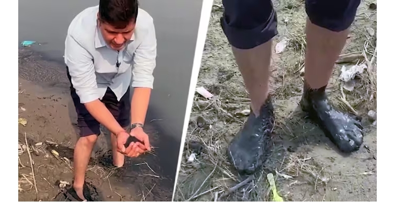 മോഡി ആചാരപരമായി മുങ്ങിക്കുളിച്ചത് 'വ്യാജ യമുന'യിലെന്ന് ആം ആദ്മി; മാലിന്യ കേന്ദ്രമാണ് നദിയെന്ന് തെളിവുമായി രംഗത്ത്