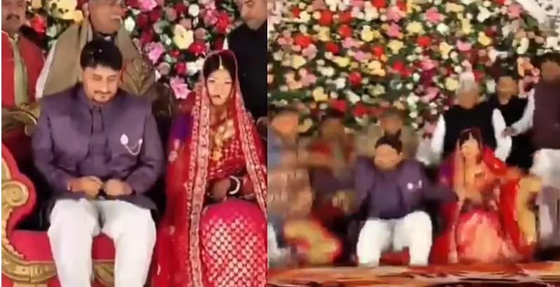 വധൂ വരന്മാരെ ആശിര്‍വദിക്കാന്‍ ബി ജെ പി നേതാക്കള്‍ കൂട്ടത്തോടെ കയറിയ വേദി തകര്‍ന്നുവീണു