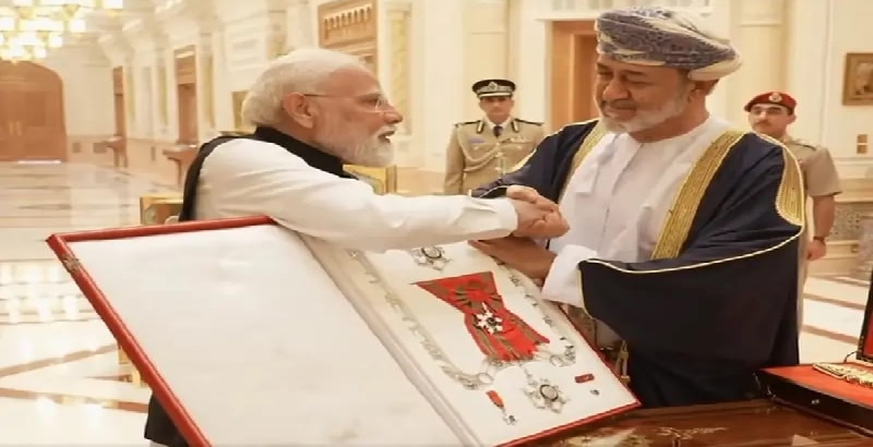 മോഡിക്ക് ഒമാന്റെ പരമോന്നത ബഹുമതി; ഡൽഹി– മസ്കറ്റ് വ്യാപാര കരാർ ഒപ്പുവച്ചു