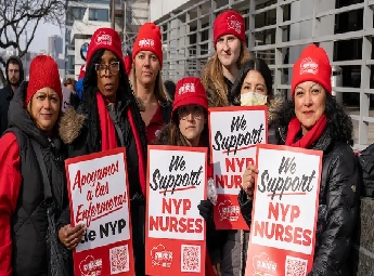 ന്യൂയോര്‍ക്കില്‍ നഴ്‌സുമാര്‍ പണിമുടക്കി; മംദാനിപിന്തുണ പ്രഖ്യാപിച്ചു