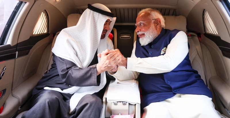 യു എ ഇ പ്രസിഡന്റ് മുഹമ്മദ് ബിന്‍ സായിദ് അല്‍ നഹ്യാന്‍ പ്രധാനമന്ത്രി നരേന്ദ്ര മോഡിയുമായി ചര്‍ച്ച നടത്തി
