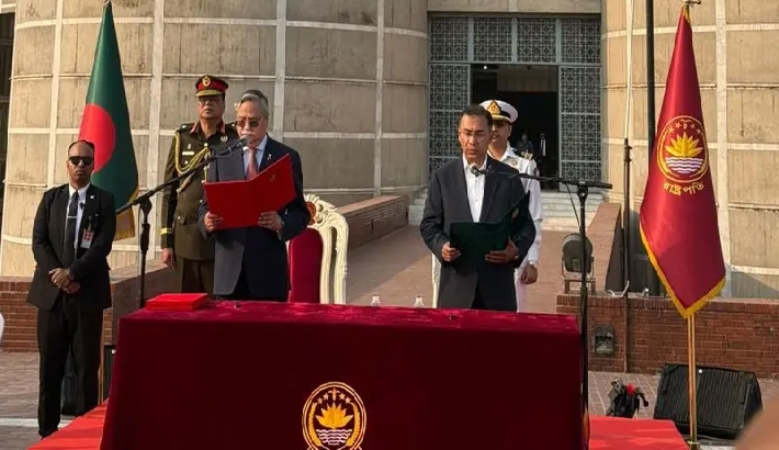 താരിഖ് റഹ്മാന്‍ ബംഗ്ലാദേശ് പ്രധാനമന്ത്രിയായി സത്യപ്രതിജ്ഞ ചെയ്തു