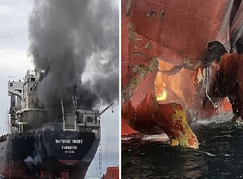 ഹോര്‍മുസ കടലിടുക്കില്‍ തായ് കപ്പലിന് തീപിടിച്ചു