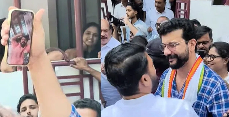 പിഷാരടി പത്രിക സമര്‍പ്പിക്കാനെത്തിയപ്പോള്‍ മമ്മൂട്ടിയുടെ വീഡിയോ കോള്‍