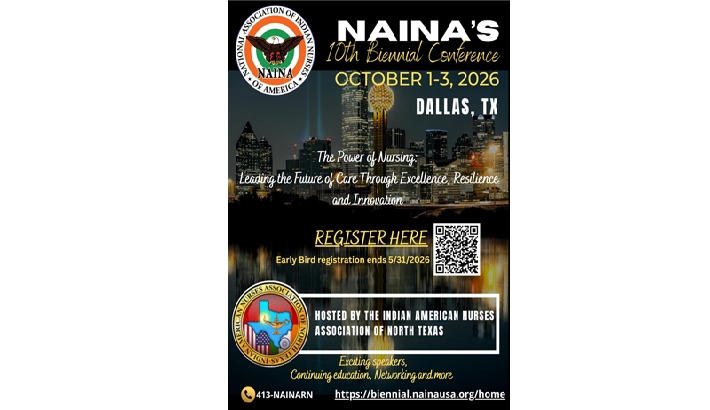 നാഷണല്‍ അസോസിയേഷന്‍ ഓഫ് ഇന്ത്യന്‍ നഴ്സസ് ഓഫ് അമേരിക്കയുടെ പത്താം ദ്വിവാര്‍ഷിക സമ്മേളനം ഡാള്ളസില്‍