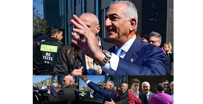 ബെര്‍ലിനില്‍ റിസ പഹ്‌ലവിക്കുമേല്‍ ചുവന്ന ദ്രാവകം തളിച്ചു