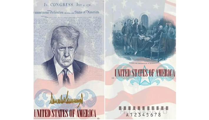 അമേരിക്കയുടെ 250ാം വാർഷികം: ട്രംപിന്റെ ചിത്രം ഉൾപ്പെടുത്തി പ്രത്യേക പാസ്‌പോർട്ട് പതിപ്പ്