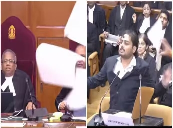 ജഡ്ജിമാർക്കെതിരേ പേപ്പറുകൾ വലിച്ചുകീറിയെറിഞ്ഞ് ഹർജിക്കാരൻ; സുപ്രീം കോ‌‌ടതിയിൽ നാടകീയ രം​ഗങ്ങൾ