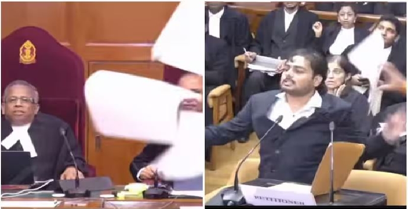 ജഡ്ജിമാർക്കെതിരേ പേപ്പറുകൾ വലിച്ചുകീറിയെറിഞ്ഞ് ഹർജിക്കാരൻ; സുപ്രീം കോ‌‌ടതിയിൽ നാടകീയ രം​ഗങ്ങൾ