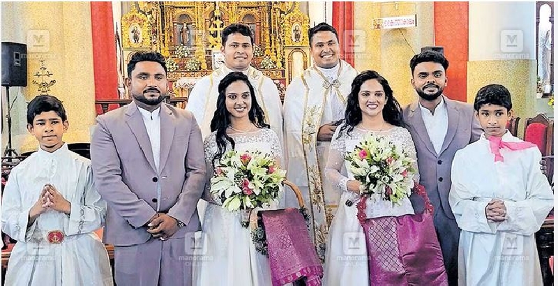 എല്ലാം 'ഇരട്ട മയം'; വരൻ, വധു, വൈദികർ, അൾത്താര ശുശ്രൂഷകർ... ചങ്ങനാശേരിയിൽ നടന്നത് ഇരട്ടകളുടെ ആഘോഷദിനം