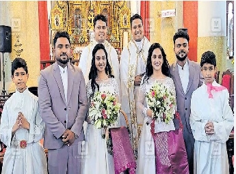 എല്ലാം 'ഇരട്ട മയം'; വരൻ, വധു, വൈദികർ, അൾത്താര ശുശ്രൂഷകർ... ചങ്ങനാശേരിയിൽ നടന്നത് ഇരട്ടകളുടെ ആഘോഷദിനം